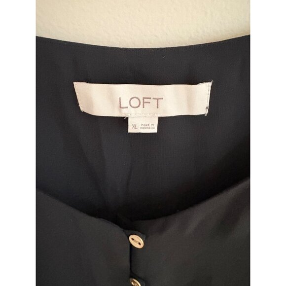 LOFT Black Chiffon Button Front Minimalist Camisole Tank Top Size XL - Picture 5 of 12